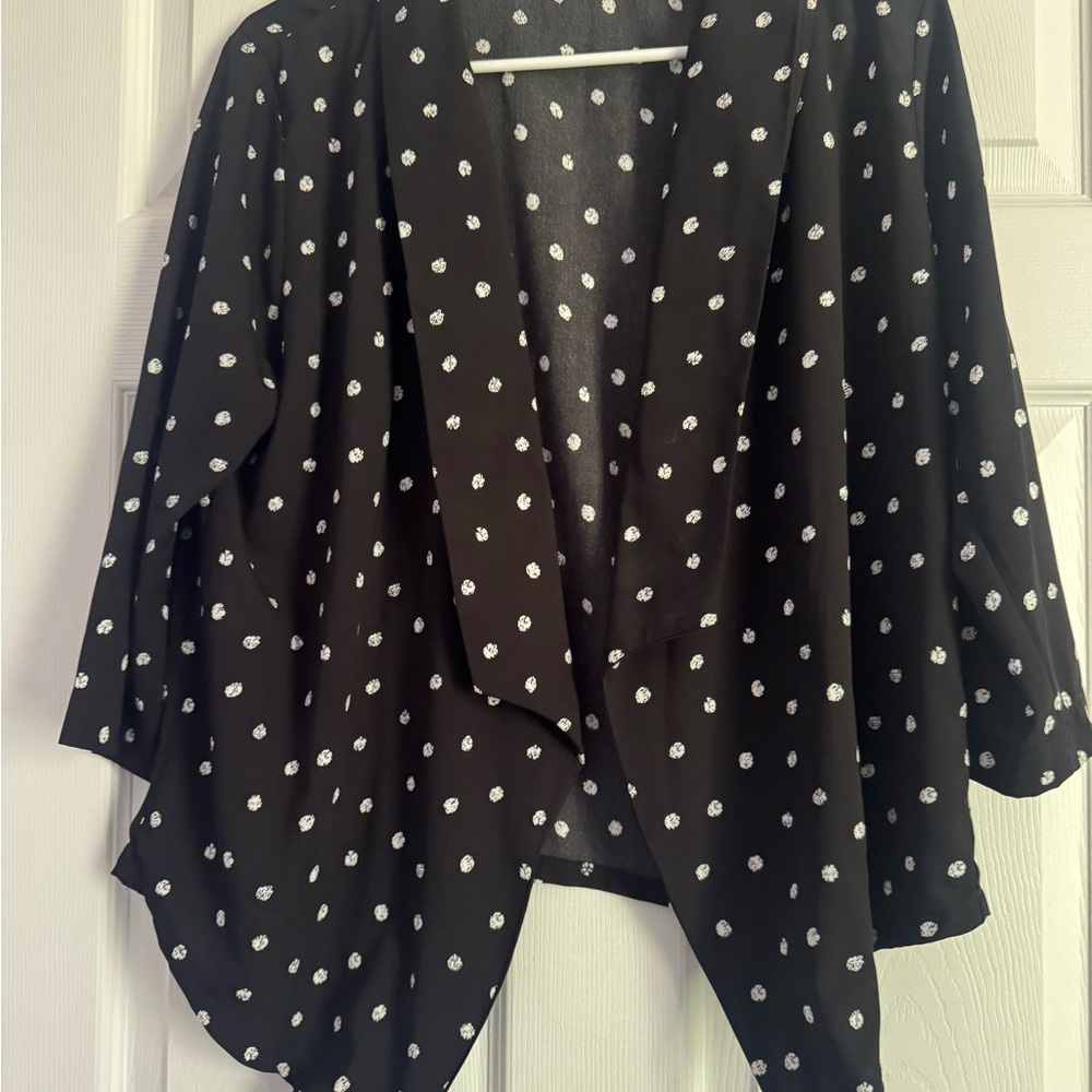 Black Polka Dot Open Blazer
